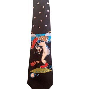 Vintage Disney Tie Goofy Playing Baseball Curve Ball Mickey Unlimited Polyester